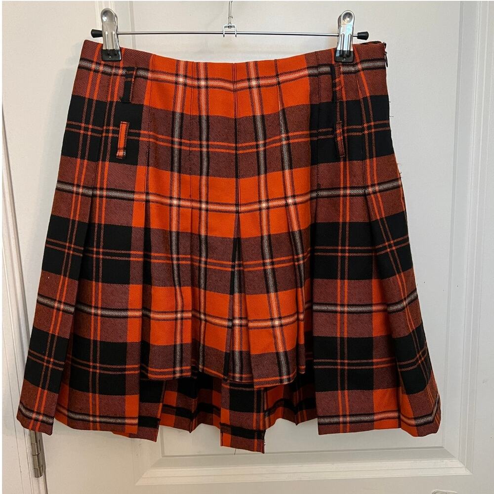 Vtg D&G Dolce & Gabbana Punk Plaid Asymmetric Pleated Wool Mini Skirt 42 Italy